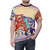 Colorful cartoon sharks swimming on a vibrant graphic t-shirt - men front