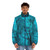 Puffer jacket featuring a design of a night sky with stars, galaxies, and abstract tree silhouettes - men front