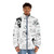 Halsey Tattoo Inspired Puffer Jacket with Black and White Doodle Graphics - men front