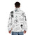 Halsey Tattoo Inspired Puffer Jacket with Black and White Doodle Graphics - men back