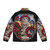 A puffer jacket featuring a design of grateful dead cats and roses - Back