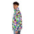 A colorful, abstract puffer jacket with a starlight design - men side left