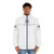 Retro white puffer jacket with 80s style inspiration - men front