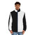 A black and white puffer jacket with a color block design - men front