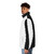A black and white puffer jacket with a color block design - men side left