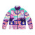 Starcastle Citadel Puffer Jacket featuring retro psychedelic art and progressive rock design