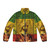 Haile Selassie Rasta Puffer Jacket featuring the Lion of Judah symbol
