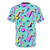 Retro 80s Memphis design pattern t-shirt featuring geometric shapes, flamingos, and vibrant colors - Back