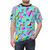 Retro 80s Memphis design pattern t-shirt featuring geometric shapes, flamingos, and vibrant colors - men front