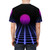 Retro 80s aesthetic sunset t-shirt with a glowing grid design, perfect for fans of computer graphics and vapor wave aesthetics. - men back