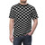 Black and white fish scale pattern graphic on a t-shirt - men front