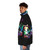 Colorful house cat DJ puffer jacket with music and turntables design - men side left