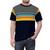 Retro 70s style striped t-shirt with abstract minimalist pattern - men front