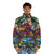 Stained Glass St Francis Puffer Jacket with Decorative Nature Design - men front