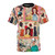 Retro 1960s fashion graphic t-shirt with a collage design print
