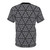 Mockup of a t-shirt featuring an abstract geometric triangle pattern design. - Back