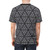 Mockup of a t-shirt featuring an abstract geometric triangle pattern design. - men back