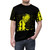 Stylish black and yellow t-shirt featuring abstract lettering and jazz musician design - men front