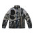Puffer jacket featuring a biomechanical sculpture design inspired by H R Giger's surreal art