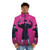Daniel Radcliffe wearing a pink puffer jacket from the movie "Guns Akimbo" - men front