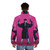 Daniel Radcliffe wearing a pink puffer jacket from the movie "Guns Akimbo" - men back