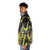 Gundam Barbatos inspired puffer jacket with skull art and "I'll Drag You to Hell" design - men side left