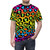 Neon rainbow leopard print t-shirt with a bold, retro-inspired design - men front