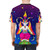 Neon rainbow t-shirt design featuring the baphomet symbol, a horned goat-headed figure associated with occult and satanic imagery. - men back