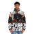 Trap music puffer jacket with vintage album cover design - men front