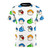 Illustration of maplestory-inspired mushroom, snail, and slime characters on a t-shirt