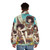 Spring Wytte Twins Puffer Jacket featuring cute anime-inspired siblings in colorful floral design - men back
