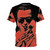 T-shirt featuring a vibrant all-over print design of jazz musician Miles Davis