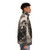 Monochromatic puffer jacket with a grizzly bear design - men side right