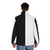A split black and white puffer jacket with a unique half and half design - men back