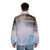 Colorful abstract patterned puffer jacket for stylish winter fashion - men back
