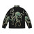 Green octopus puffer jacket with watercolor tentacles and steampunk design - Back