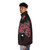 Vintage spider lily and butterfly pattern puffer jacket with Japanese inspired floral design - men side left