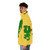 Green puffer jacket with a heraldic griffin design - men side left