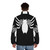A stylish black and white spider puffer jacket, a cool and fashionable superhero-inspired streetwear piece. - men back