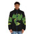 Green dragon puffer jacket with fantasy design - men front