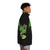Green dragon puffer jacket with fantasy design - men side right