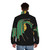 Green dragon art puffer jacket with fantasy design - men back