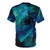Emerald and purple galaxy design on a t-shirt with stars, planets, and a dreamy night sky - Back