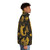 Greek art inspired puffer jacket with classical gold and black pattern design - men side right