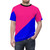 Vibrant pink and blue half and half graphic t-shirt with a trendy, abstract design. - men front