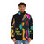 Colorful puffer jacket with a cyberpunk inspired design - men front