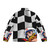 Speed Racer Checkered Flag Puffer Jacket, featuring the iconic Mach 5 and checkered flag design - Back