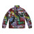 A puffer jacket with vintage book covers of Shakespeare's works