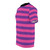 Stylish cheshire cat t-shirt with pink and purple striped pattern - men left