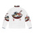 A white puffer jacket featuring the iconic "Great Wave of Kanagawa" artwork and ramen bowl design - Back